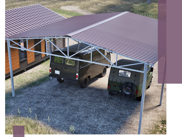 Двускатные навесы под ключ в Ялте — изготовление и монтаж